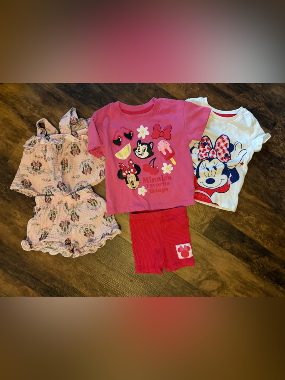 Disney Minnie Mouse Pink & Red Girls Cotton Set